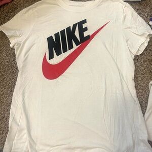 Nike White T-Shirt with Red Swoosh